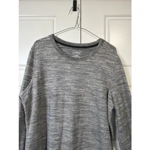 LL Bean Pullover Top Womens Large Gray Space Dye Long Sleeve Tunic 511671 thumbnail 4