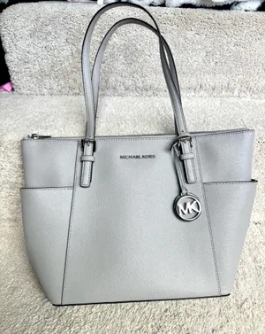 Michael Kors Charlotte Signature Leather Large Top Zip Tote (Pearl Gray) thumbnail 1
