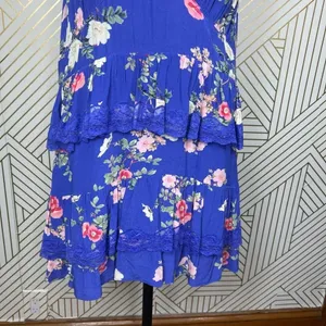 Lovers + Friends Teresa Floral Ruffle Mini Dress in Feeling Blue Size‎ US XL thumbnail 6
