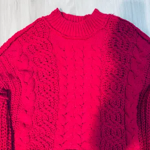 POL Chelsea mock neck cable knit chunky pink sweater size large bubble sleeves thumbnail 4