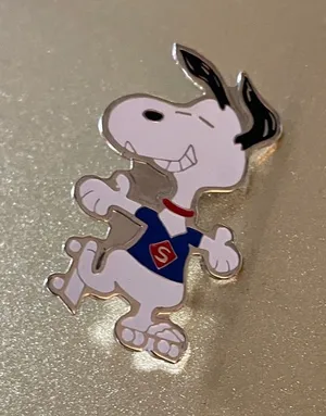 Vintage Peanut’s Snoopy Dog w/ Super Hero Shirt Enamel Pin thumbnail 1