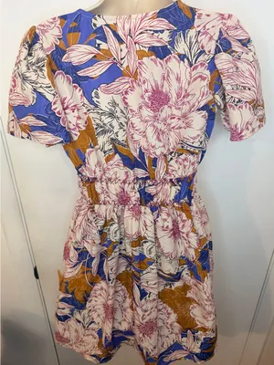 Band Of The Free Free People Blouson Mini Floral Multicolor Short Sleeve Dress S thumbnail 10