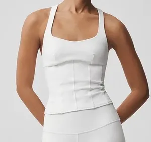 Alo Yoga Airbrush Sparks Fly Corset Tank White S thumbnail 1