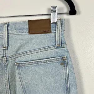 Madewell Classic‎ Straight Jeans Size 25 Blue Distressed High Rise Rigid Denim thumbnail 11