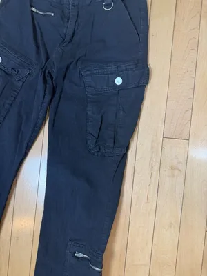 PACSUN black utility cargo pants multiple button pockets, zipper accents Size XS thumbnail 3