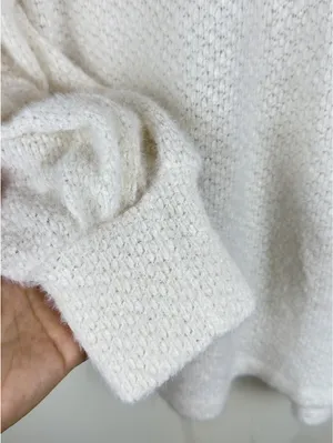 Butter Soft Fuzzy Knit V Neck Balloon Sleeve Sweater Ivory Hollister S Cozy thumbnail 4