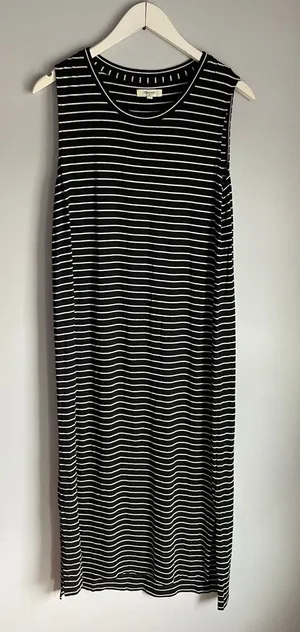 Madewell Black White Stripe Sleeveless Maxi Dress Size‎ S Minimalist Nautical thumbnail 1