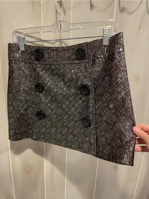 Cute metallic chunky button micro mini wrap skirt Express textured dance club thumbnail 5