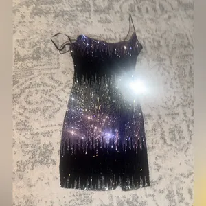 B Darlin Ombre Purple Black Sequin Mini Dress Size 1/2 Bodycon Sparkly Glam thumbnail 4