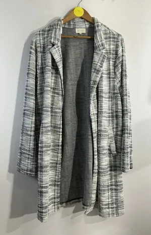 Womans Mellowday Size 3X White Black Open Front Cardigan Coat thumbnail 1
