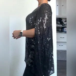 DKNY Black Sequin Women's elegant cape blazer thumbnail 10
