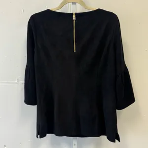 NWT Sail to Sable Faux Suede Brushed Bell Sleeve Minimalist Blouse Too Blk Large thumbnail 2
