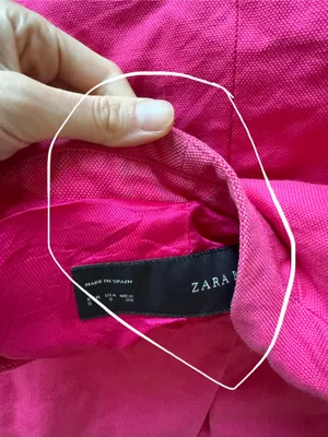Zara hot pink collarless linen-blend blazer thumbnail 9