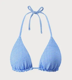 BERLOOK Blue Textured Striped Halter Bikini Top ONLY 06 Size M thumbnail 6