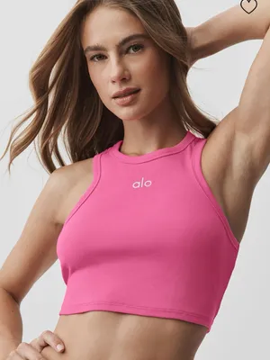 Alo NWT Aspire Tank Top Ribbed Cropped Paradise Pink Size S thumbnail 1