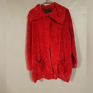 Anthony Original Red Open Front Collard Cardigan Size Large NWT thumbnail 2
