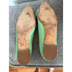 Saks Fifth Avenue Mint Green Patent Leather Bow Pointed Toe Flats Italy 10B thumbnail 6
