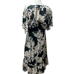 Calvin Klein Women's Floral Wrap Midi Dress Black Size 14 Party/Cocktail thumbnail 3