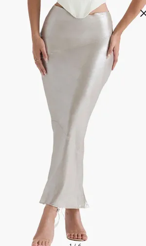 House Of CB Champagne Colette Satin Skirt thumbnail 1