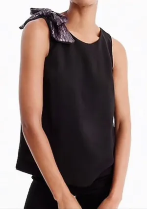 J. Crew drapey tank w sequin‎ bow shoulder detail thumbnail 1