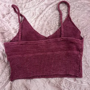 Debut Knit Cropped Tank Top - Wine Berry thumbnail 2