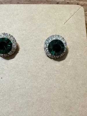 Emerald Green Crystal Halo Stud Earrings - Women Jewelry thumbnail 5