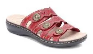 Clarks Leisa Grace red leather slide sandals women’s size 7‎ boho comfort shoes thumbnail 1