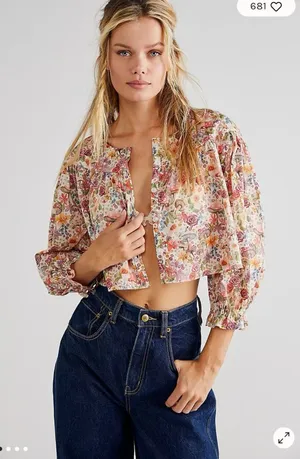 For Love & Lemons Theodora‎ Crop Top Blouse - Wonderland Print XS $158 thumbnail 1