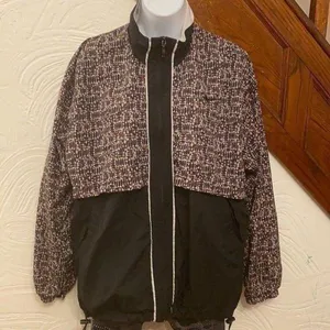 Nike Windbreaker Jacket Women Black Brown Geometric Vintage 90s‎ Full Zip Medium thumbnail 2