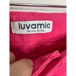 Luvamia Denim Pants Womens Size S Hot Pink Excellent Straight Leg Patch Pockets thumbnail 3