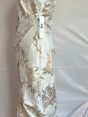 Kay Unger Ivory Dress with Gold Floral Jacquard thumbnail 4