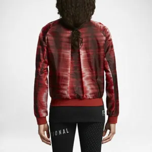 Nike International Women’s Sheer Mesh Bomber Jacket Red Black Size S thumbnail 13