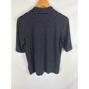 Lauren Ralph Lauren Short Sleeve Stripe Turtleneck Top Blue White Size Large thumbnail 4