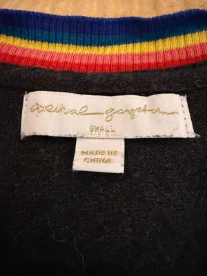 Spiritual Gangster NWOT Space Dyed Black Cardigan/ Duster with Colorful Trim thumbnail 4