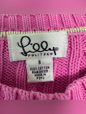 Lilly Pulitzer Cable Knit Sweater Crewneck Women’s Small Pink Preppy Cotton thumbnail 4