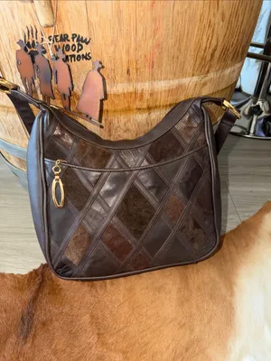 Vintage Cabin Creek Brown Patchwork Leather Shoulder Bag Western Boho Y2K Purse thumbnail 4