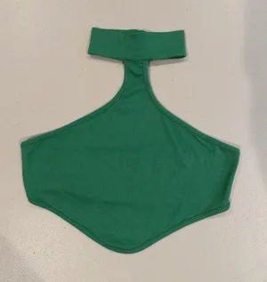 High Neck Crop Top Womens Small Green Stretch Festival Boho Indie Minimal Travel thumbnail 1
