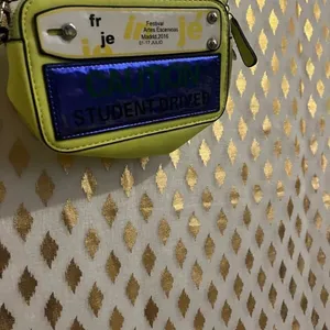 Neon yellow fluorescent green Cross body bag purse Fanny pack caution student dr thumbnail 5