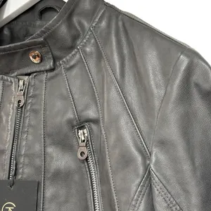 Tagoo Vegan Faux Leather Gray Biker Moto Zip Up Grunge Jacket NWT Large thumbnail 4