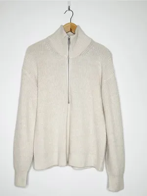 Quince NWT 100% Merino Wool Half Zip Sweater Cream Ivory Size Small thumbnail 2