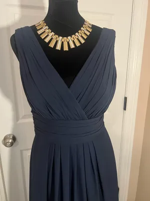 Formal blue maxi bridesmaid evening dress thumbnail 2
