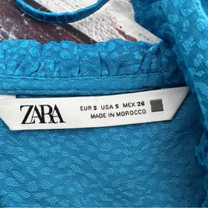 Zara Satin Tie Strap Mini Dress Blue Sleeveless Size Small thumbnail 6