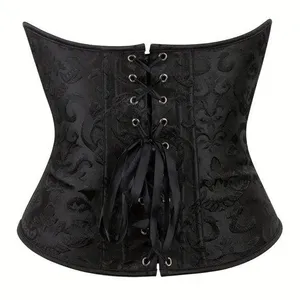 Black Lace-Up Corset nwt Vintage Style Zippered Waist Cincher Control Shapewear thumbnail 1