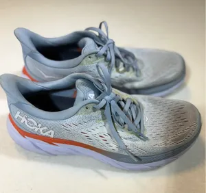 Hoka Clifton 8 Women's Running Shoes Gray Orange Low Top Comfort Sneakers thumbnail 1