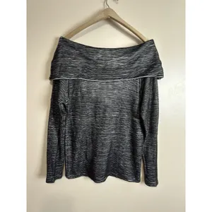 Anthropologie Dolan Striped Cowl Neck Top Black White Long Sleeve Pullover M thumbnail 6