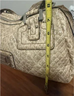Guess Beige/Tan Textured Shoulder Bag with Metal Plaque thumbnail 15
