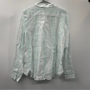 Garnet Hill Linen Light Blue & White Striped Long Sleeve Button Down Top‎ 8 NEW thumbnail 4