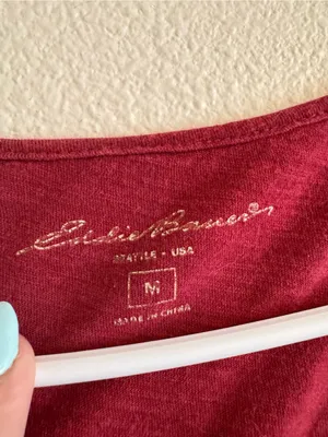 Eddie Bauer Lace-Front Long Sleeve Scoop Neck Top - Wine thumbnail 2