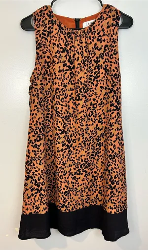 THML Leopard Animal Print Sleeveless Shift Mini Dress Size Small thumbnail 1