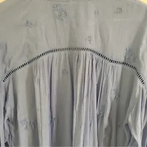 Free People Light Baby Blue Wishful Moments Tie Neck Tunic Top NEW thumbnail 9